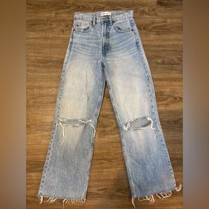 Zara Light Blue Distressed Boyfriend Jeans